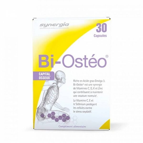 Our body needs 1000 to 1200 mg of calcium per day, and a balanced diet can meet this need. This is why Bi-Ostéo does not contain calcium but assets that promote the absorption of calcium in the bones. Our bone capital is built from an early age until around 20 years old, so it is important to preserve it throughout our life and Bi-Ostéo allows it.