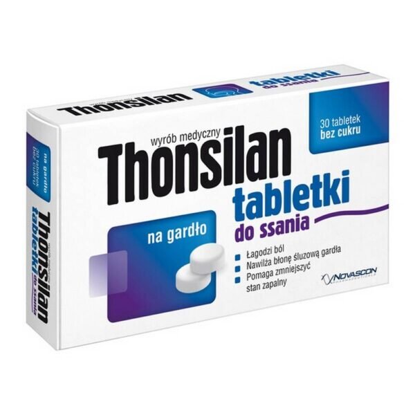 The medical device Thonsilan are lozenges, the composition of which is enriched with colloidal silver, Icelandic lichen and hyaluronic acid that help in the treatment of throat inflammation and reduce the feeling of dry mouth.