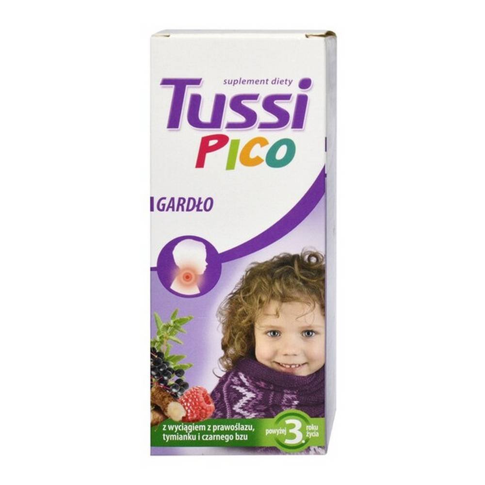 tussipico throat liquid 115 ml TussiPico Gardło - a dietary supplement containing marshmallow root, which helps irritate the throat. The preparation is intended for adults and children over 3 years of age.