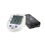 Upper arm sphygmomanometer with 2 measuring methods - by measuring the blood pressure via a microphone in the cuff, measure like the doctor