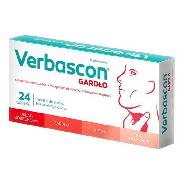 Verbascon Throat - dietary supplement. Intended for children over 6 years of age and adults.Proper hydration of the oral mucosa helps to protect it against adverse external factors and maintain it in good condition.