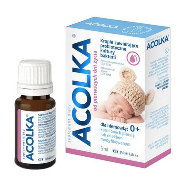 Acolka - пищевая добавка, содержащая культуры Pediococcus pentosaceus CECT 8330 и Bifidobacterium longum CECT 7894. Продукт предназначен для детей от 0 лет, находящихся на грудном вскармливании или с модифицированным молоком.