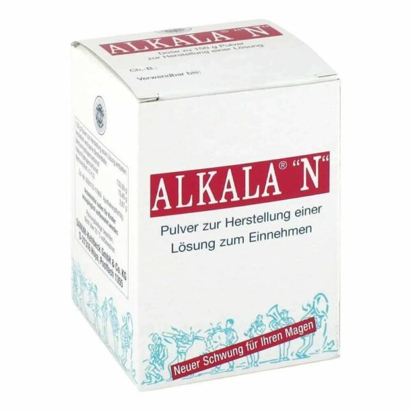 Alkala N powder (pack size: 150 g) is a mineral preparation that is traditionally used for heartburn and acid-related stomach problems.