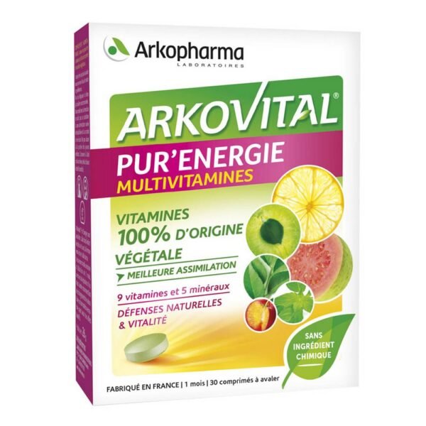 Arkopharma Arkovital Pur'Énergie is a food supplement based on acerola powder and a concentrate of plant extracts whose assimilation by the body is optimized.
