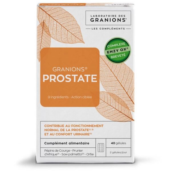 The food supplement Granions Prostate rich in plants and trace elements, helps prevent discomfort related to the prostate.