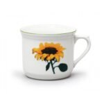 Classic rounded cup of mug in sunflower decor.
