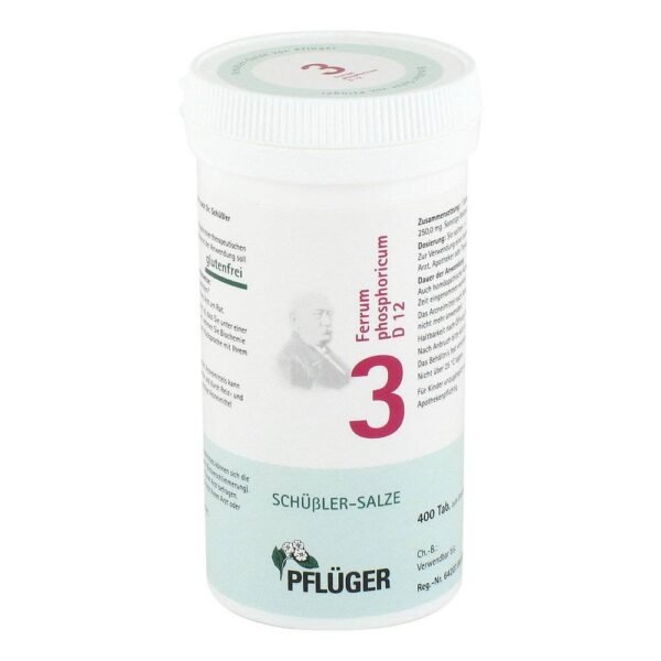 Biochemie Pflüger 3 Ferrum phosphoricum D12 tablets (pack size: 400 pieces) is a registered homeopathic medicine and therefore does not have any therapeutic indication.