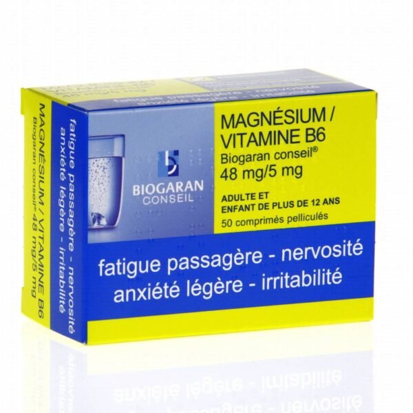 BIOGARAN VITALITY MAGNESIUM VITAMIN B6 50 TABLETS helps reduce fatigue. Magnesium contributes to the normal functioning of the nervous and muscular system. Vitamin B6 helps reduce fatigue and a normal energy metabolism.