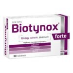 Biotynox is a drug that contains biotin used as an aid in the treatment of, among others, hair loss, hair and nail growth disorders or skin inflammations, e.g. around the eyes, nose.