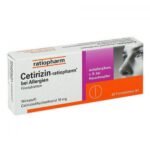 Cetirizin Ratiopharm 10 mg film-coated tablets, with the active ingredient: Cetirizine dihydrochloride for the areas of application: For the treatment of symptoms in allergic diseases such as: chronic hives with symptoms such as Itching, wheals, reddening of the skin, chronic allergic rhinitis and also hay fever.