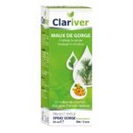 CLARIVER throat spray is indicated in the event of sore throat caused by external irritants (viruses, bacteria, allergens, smoke, pollution) and in the event of a cold where an excess of secretions in the throat often responsible for irritation.