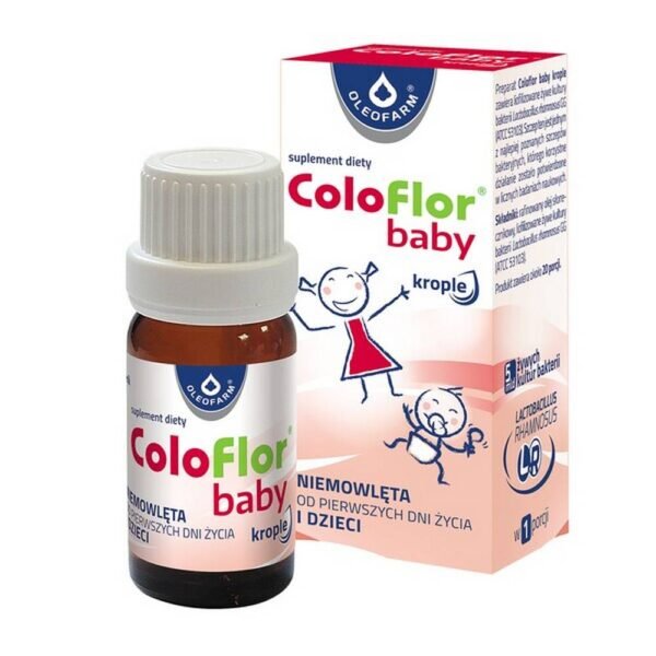 Coloflor baby - a dietary supplement intended for infants from the first days of life and children. The Lactobacillus rhamnosus GG strain is one of the best known bacterial strains, the beneficial effects of which have been confirmed in numerous scientific studies.