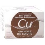 Copper granions are used in adults to rebalance the trace elements in the human body. They are used in particular during infectious and viral conditions, influenza-like illnesses, during inflammatory rheumatic diseases and during osteoarthritis