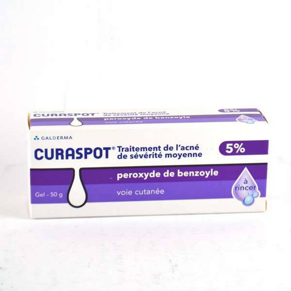 curaspot aqua 5 benzoyl peroxide gel 100g Curaspot Aqua 5% Benzoyl Peroxide Gel 100g in our bio pharmacy. Curaspot Aqua 5% Benzoyl Peroxide Gel 100g is a drug indicated for the treatment of acne of moderate severity.