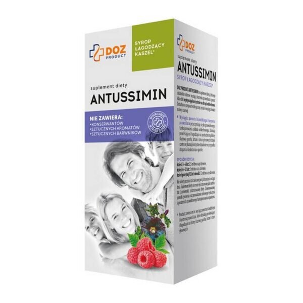 Antussimin, a dietary supplement in the form of a syrup containing ingredients to alleviate cough.without preservatives  no artificial flavors no artificial colors