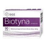 DOZ PRODUCT Биотин - пищевая добавка, содержащая витамин B7, то есть биотин, который поддерживает сохранение и состояние здоровых волос и кожи. Продукт предназначен для взрослых, не рекомендуется беременным и кормящим женщинам. Не превышайте рекомендованную суточную дозу.