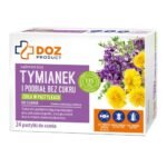 DOZ PRODUCT Thyme and Podbiał WITHOUT SUGAR is a dietary supplement in the form of lozenges in which sugar has been replaced with isomalt, which leads to a lower increase in blood glucose than after consuming products containing sugar.
