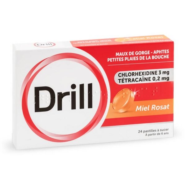 Drill Miel Rosat lozenges are recommended as a treatment for mouth sores mainly such as mild throat pain without fever, canker sores, or small mouth sores. This medication is composed of a local antiseptic and a local anesthetic.
