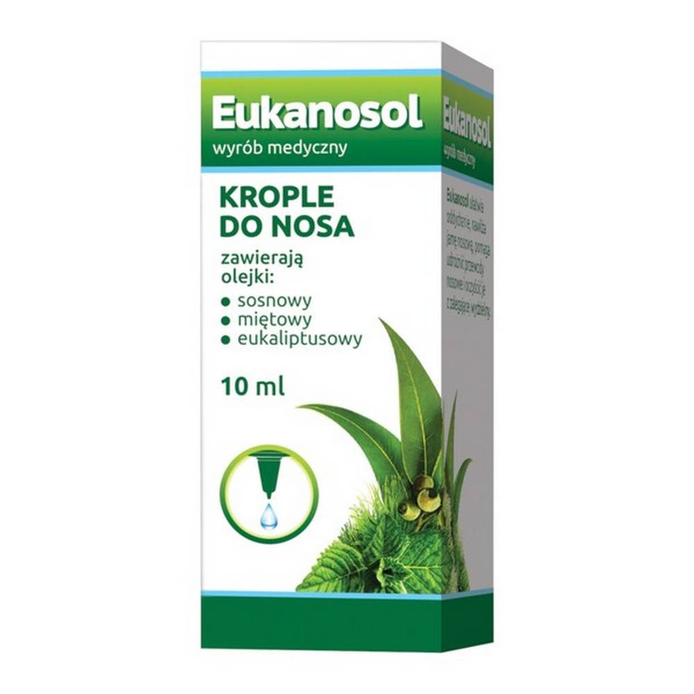 eucanosol nasal drops 10 ml Медицинский прибор, содержащий эфирные масла. Медицинский прибор Эуканозол: увлажняет слизистую носа. помогает разблокировать носовые ходы и очистить их от оставшейся секреции, способствует свободному дыханию