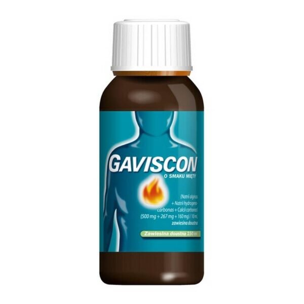 Gaviscon is a medicinal product that creates a protective layer that prevents acid reflux from the stomach.