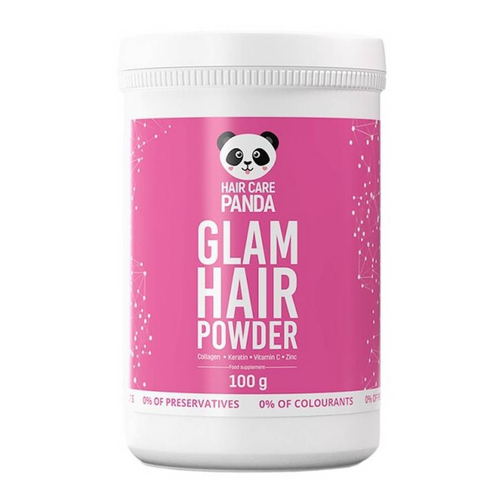 hair care panda glam hair powder powder 100 g Glam Hair Powder - пищевая добавка, содержащая ингредиенты, улучшающие внешний вид и восстановление волос. Продукт предназначен для взрослых, цинк способствует здоровью волос, кожи и ногтей.