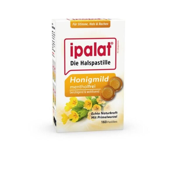 Ipalat purely herbal active ingredient with expectorant and expectorant effect; Respiratory diseases, phlegm, hoarseness, throat irritation and smoking catarrh 1 lozenge contains active pharmaceutical ingredient: 7.5 mg primrose root extract (4: 1, ethanol 20%). IPALAT throat lozenges are guaranteed sugar-free!