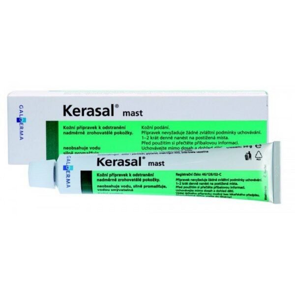 Kerasal ointment is intended for the treatment of skin diseases manifested by excessively horny hardened skin and peeling skin.