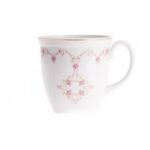 Porcelain mug with a square base and an upper circular circumference.