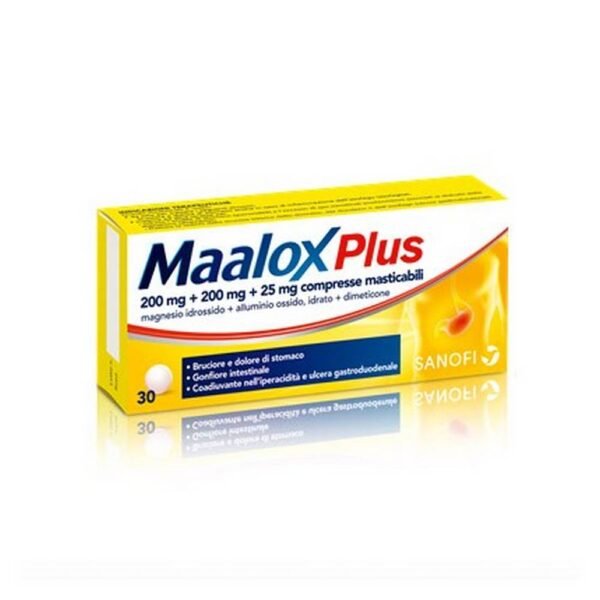 Maalox Plus Chewable Tablets helps in case of gastric hyperacidity and hyperacidity dyspepsia even in the presence of meteorism, in particular in the case of heartburn and gastric pain and in esophagitis.