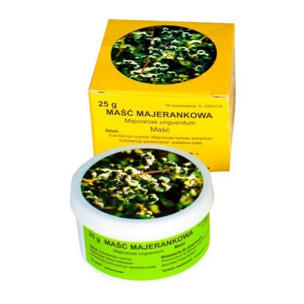 Marjoram ointment is a drug used as an aid in inflammation of the nasal mucosa, i.e. rhinitis. This medicine is intended for adults and children over 1 year of age.