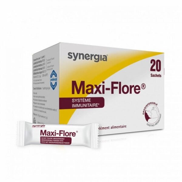 MAXI FLORE Orodispersible SYNERGIA Probiotics 20 SYNERGIA Sachets: Maxi-Flore is composed of 4 lactic ferments and vitamin D contributing to the normal functioning of the immune system.