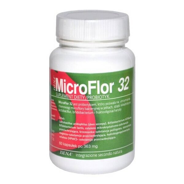 MicroFlor 32 - a dietary supplement, synbiotic, containing lactic acid bacteria and fructooligosaccharides. The product is intended for adults.