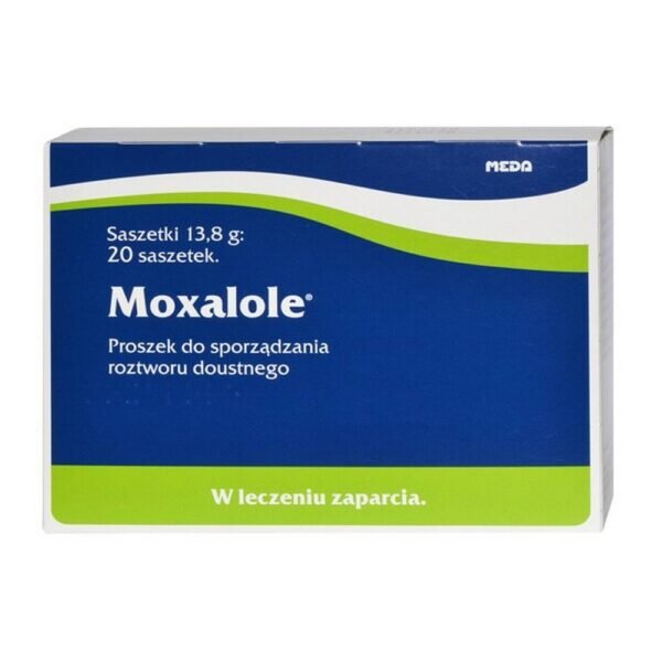 Moxalole, a lemon flavored powder for oral solution used to treat constipation.