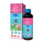 MultiOmega 3 Junior - a dietary supplement containing certified sea fish oil, rich in omega 3 acids + vitamins and minerals. The product is intended for children over 3 years of age and adults. The taste of tropical fruit.DHA supports the proper functioning of the brain.