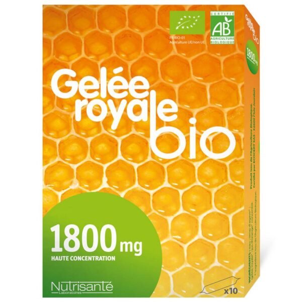 Nutrisanté Royal Jelly Bio 1800mg 10 Ampoules strongly dosed at 1800mg is indicated to strengthen the body's immune defenses and restore vitality.