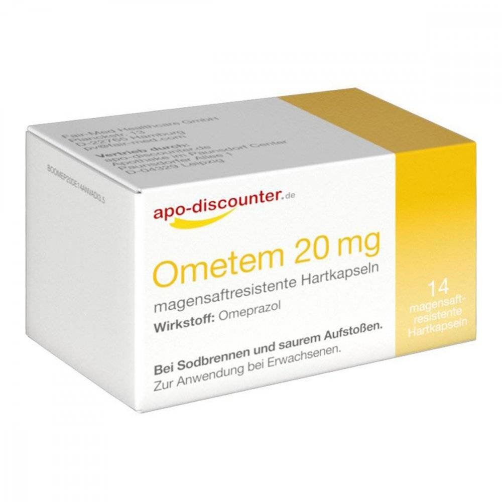 ometem 20mg against heartburn omeprazole from apo discounter 14 Strong against heartburn