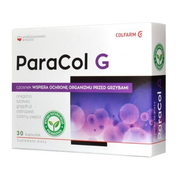 ParaCol G- dietary supplement containing extracts of natural origin. Product intended for adults. Garlic extract helps to maintain the balance of microorganisms in the intestines, supports the protection of the body against bacteria and fungi