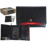 Men's Peterson Leather Black and Red 302 SLIM Thin purse. High quality materials.