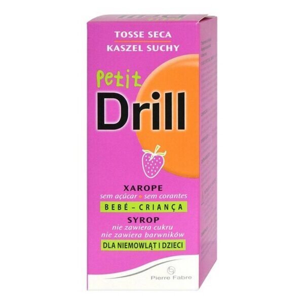 Медицинский прибор Petit Drill для детского сиропа со вкусом клубники. Медицинский прибор снимает раздражение слизистой оболочки горла, вызванное сухим кашлем и вызываемой им болью.