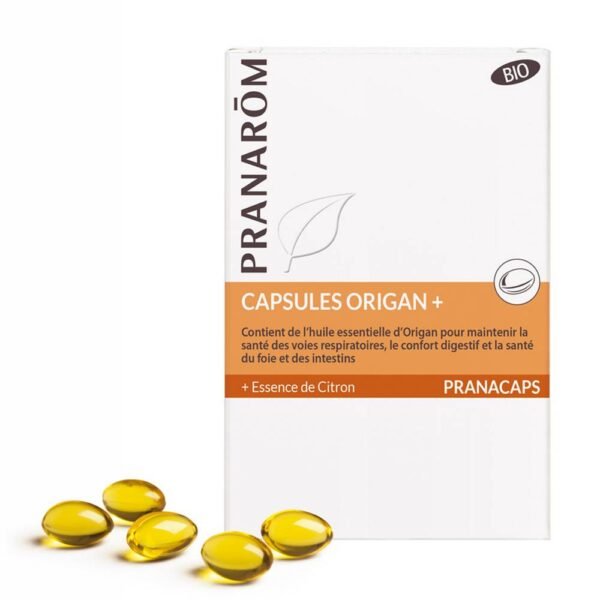 PRANAROM Organic Oregano + Resistance aromatic capsules is a box of 30 aromatherapy capsules comprising essential oil of ORIGAN and LEMON. A powerful natural antibiotic capable of fighting against viruses, bacteria, germs ... It helps support the body's immune system.