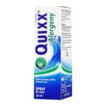 The isotonic nasal spray contains 220 doses.Removes allergens from the nasal mucosa. Contains only natural ingredients. Safe for long-term use. Equipped with a special antibacterial filter. QUIXX * nasal spray * Allergens is an isotonic nasal spray containing water from the Atlantic Ocean with its valuable minerals and microelements, and with the addition of aloe vera extract.