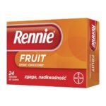 Rennie Antacidum is a medicinal product for use, among others, in in heartburn, indigestion, belching, i.e. symptoms associated with gastric hyperacidity. The drug neutralizes excess hydrochloric acid in the stomach.