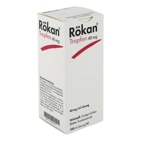 Rökan 40mg (pack size: 100 ml) are used to treat the symptoms of age-related circulatory disorders, as well as for organ-brain-related performance disorders and mixed forms of both.