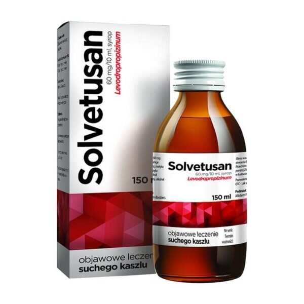 Solvetusan syrup is an antitussive drug. Solvetusan contains the active ingredient levodropizine, which also acts against bronchospasm.