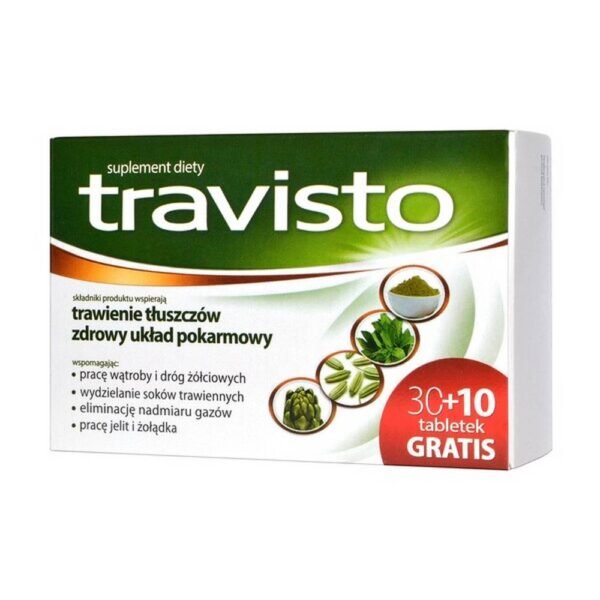 Travisto - пищевая добавка, содержащая ингредиенты, поддерживающие переваривание жиров и влияющие на пищеварительную систему. Продукт предназначен для взрослых.