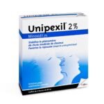 This medication contains minoxidil, a substance that stimulates hair growth and slows hair loss when applied to the scalp.