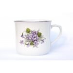 A large porcelain mug known as the Cooker in violet decor.