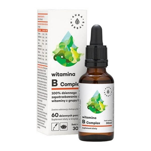 Vitamin B Complex - a dietary supplement containing 8 B vitamins dissolved in water. Product intended for adults. Vitamin B5 helps maintain mental performance at the correct level.