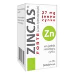 Zincas forte - a medicinal product containing zinc - a microelement, which takes part, among others, in in the synthesis of sex hormones, it reduces the susceptibility to allergies and infections, has a positive effect on the pancreas and insulin secretion.