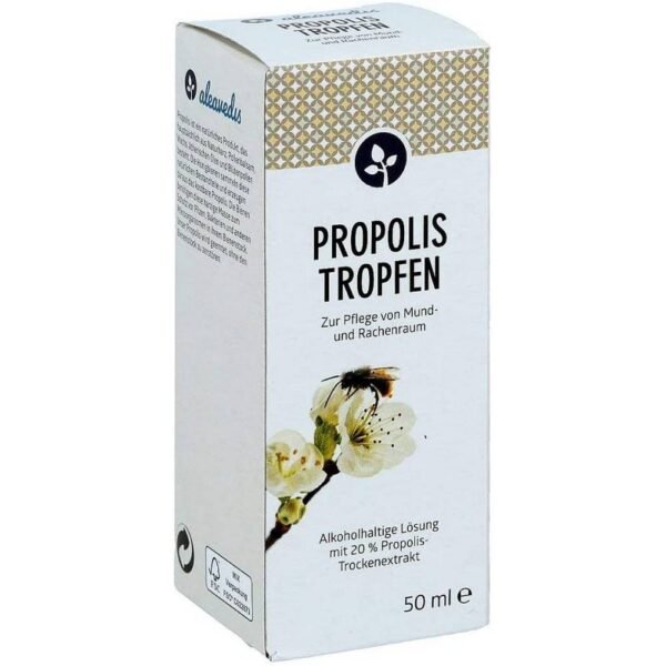 Water-soluble drops from 15% of Propolis dry extract for the care of the mouth and throat.